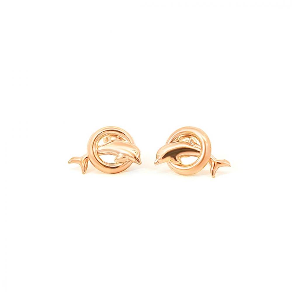 18K gold encircled dolphin stud earrings
