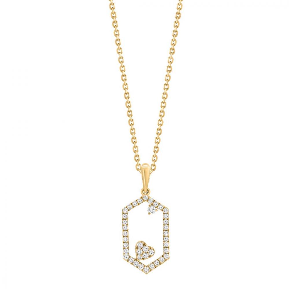 Diamond heart frame pendant in 18K gold