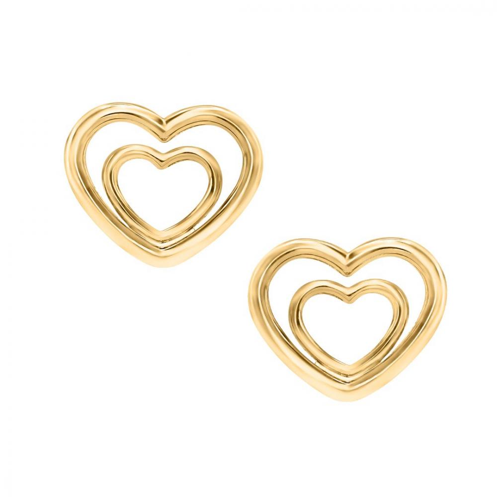 Double heart earrings in 18K gold