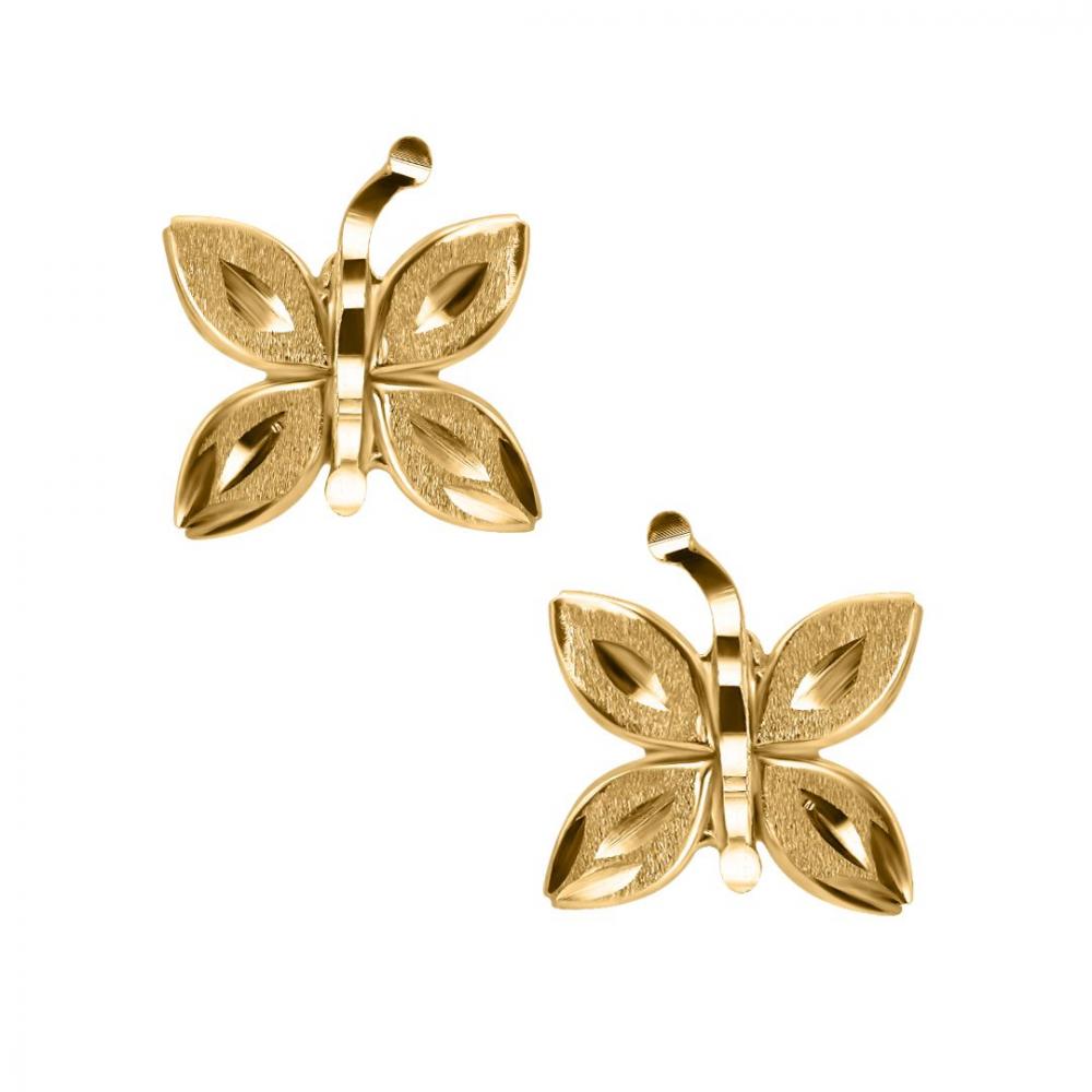 Tiny butterfly 18k yellow gold earrings