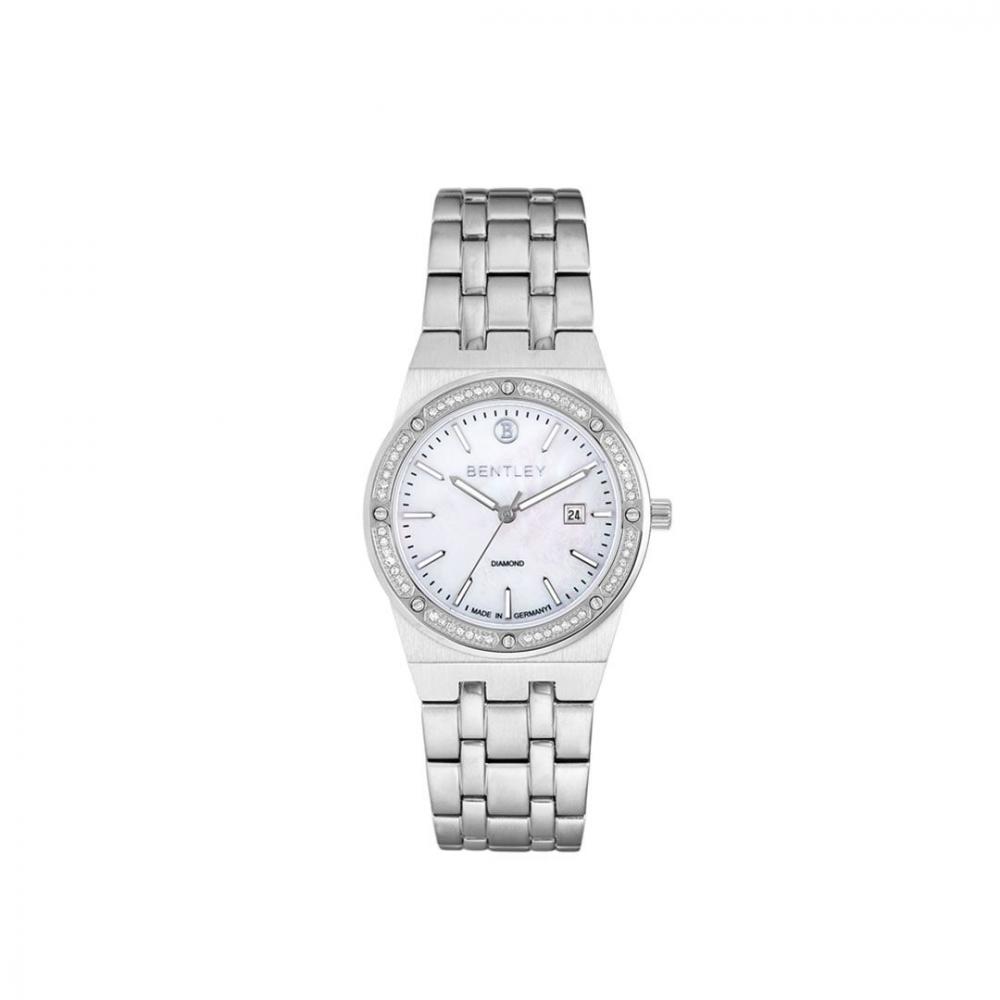 Bentley Industrial Classic stainless steel watch with 40pcs of Cubic Zirconia