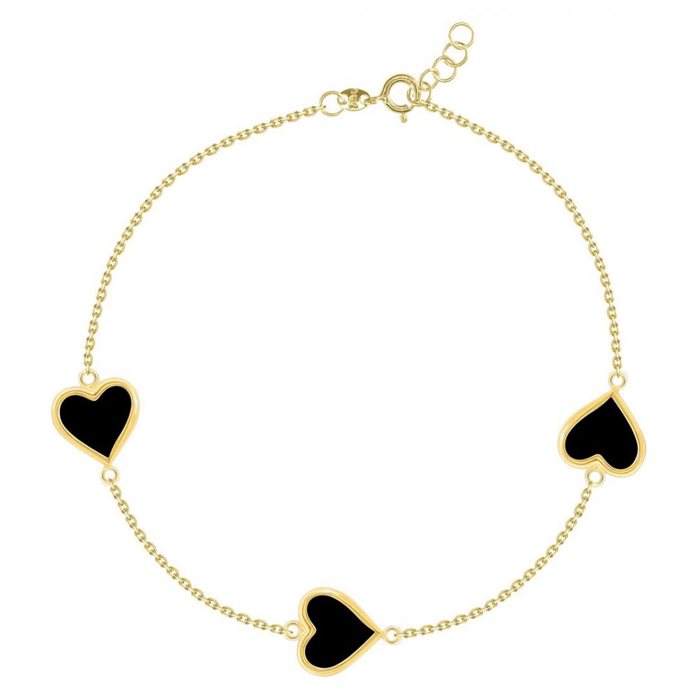 black heart charm bracelet in 18K gold chain