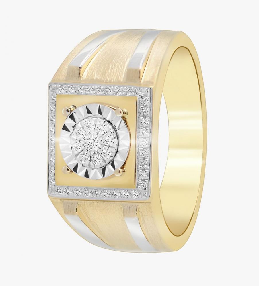 Bold Diamond Ring for Men in White Yellow Gold