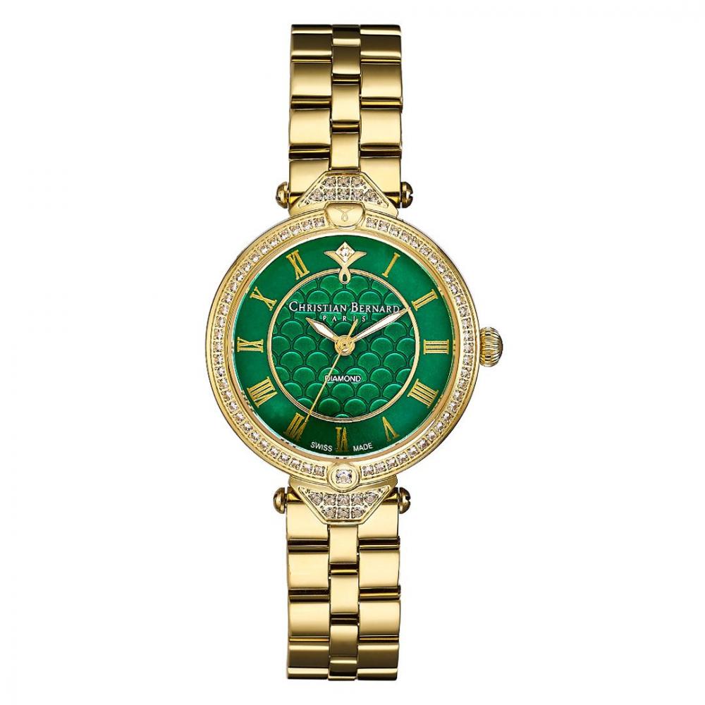 Christian Bernard La Lumiere green dial gold-tone diamond watch