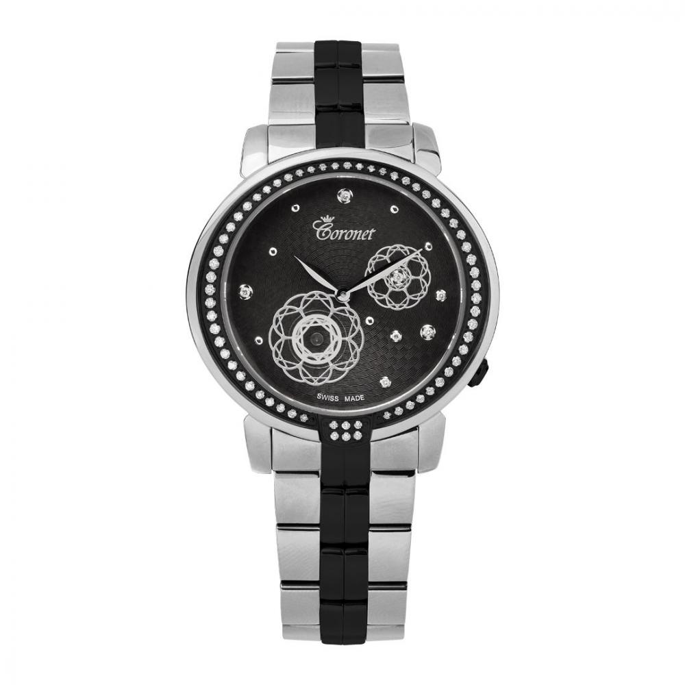 Astra Series black & silver two-tone Coronet diamond watch