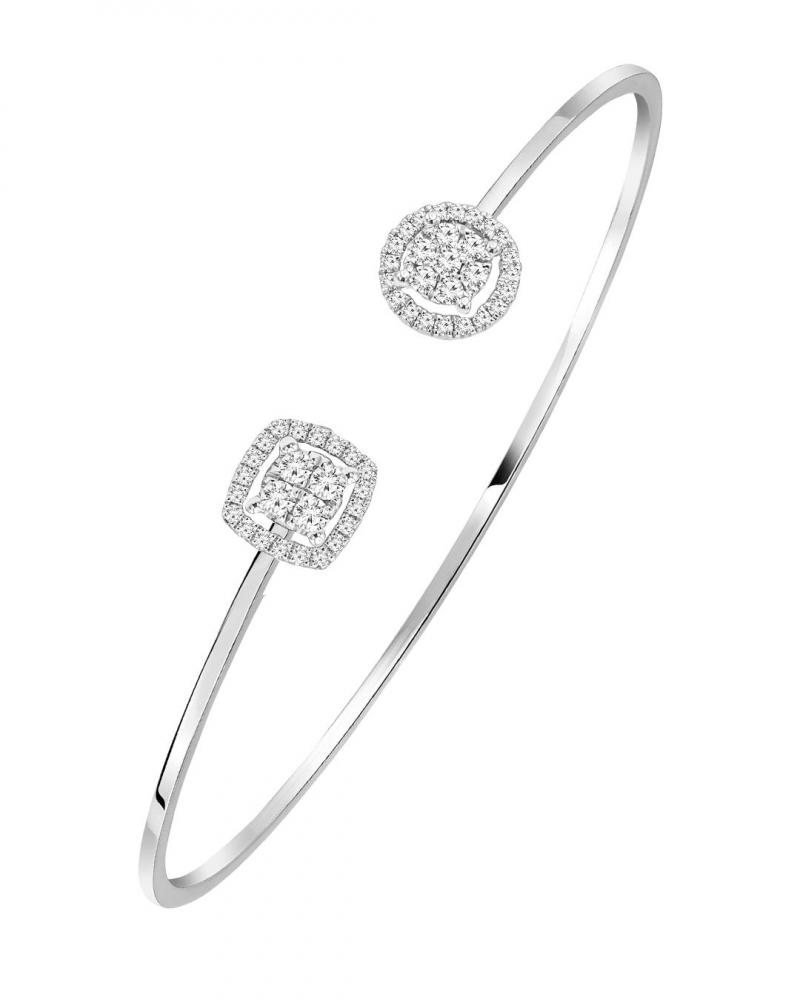 Open-cuff diamond bangle in white gold