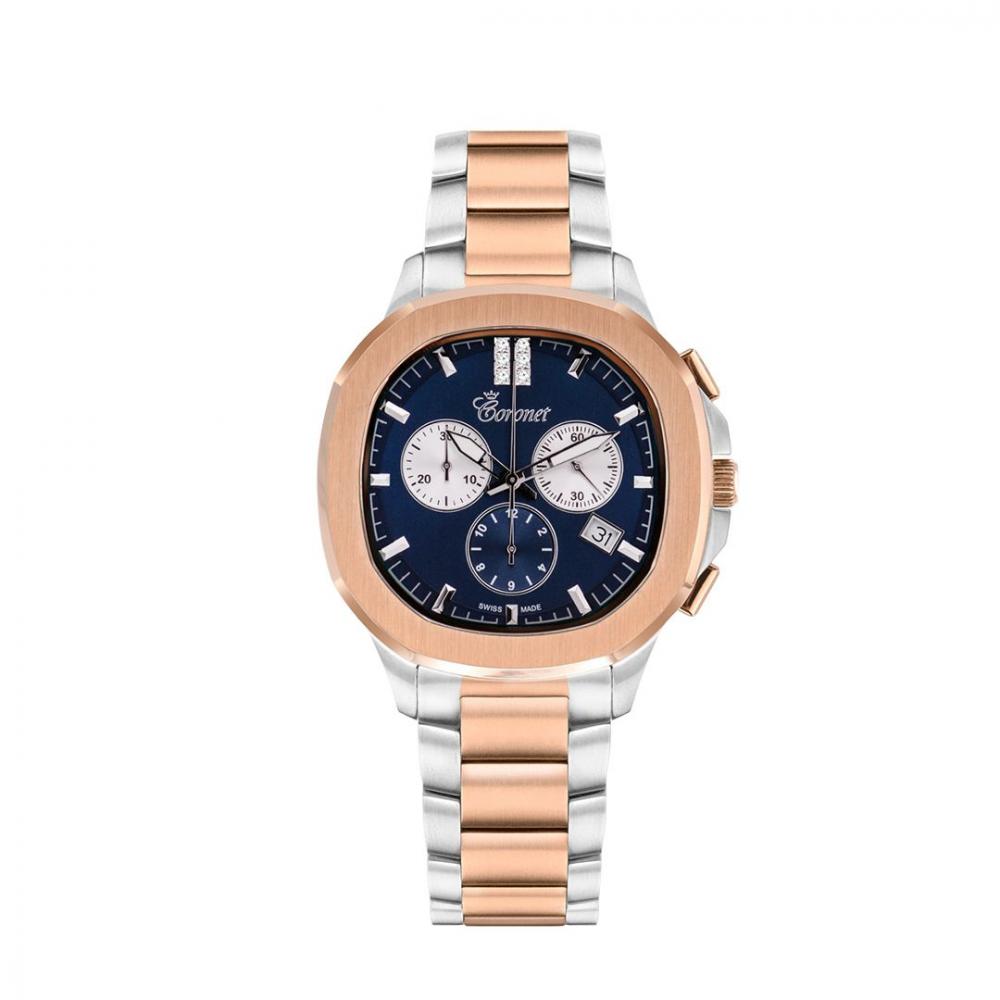 Dual-Tone Coronet Swiss-made diamond watch
