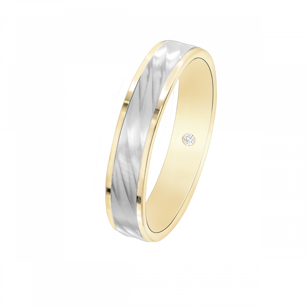 Dual-Tone White Yellow Gold Wedding Band for Men