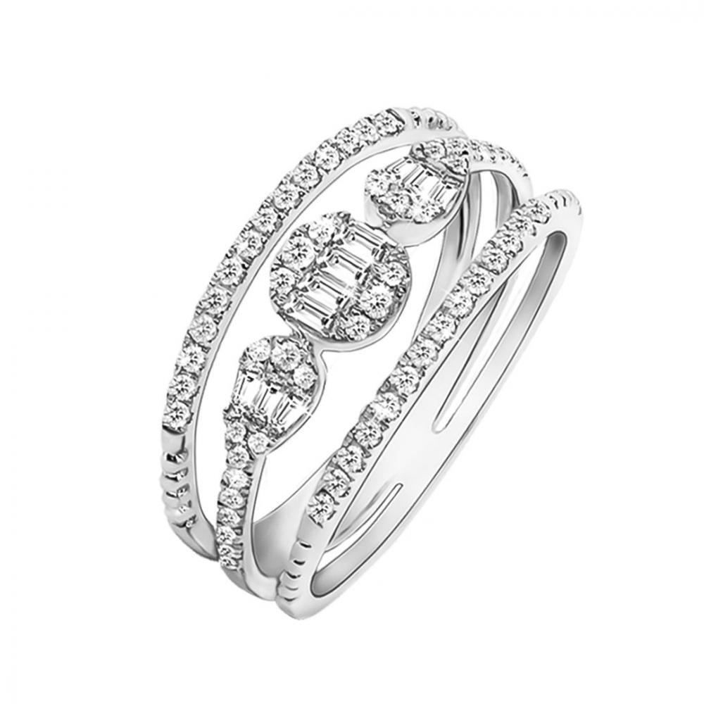 Half eternity two-row 0.51 carat diamond ring in white gold