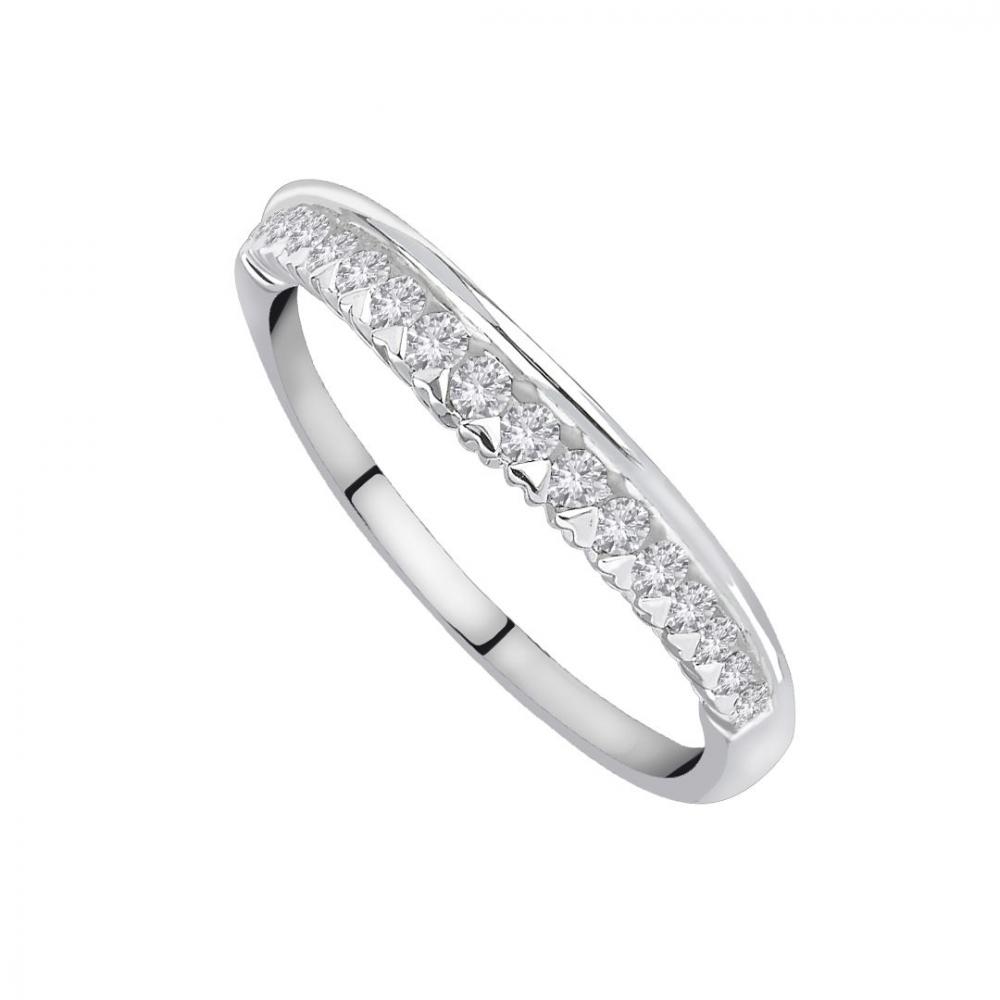 Bent half eternity diamond ring in white gold