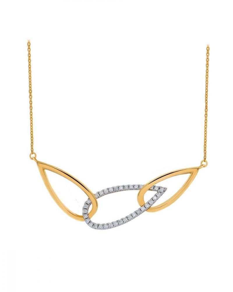 Oceanic droplet diamond necklace in yellow gold