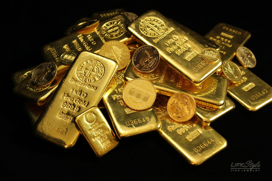 Physical gold bars and coins