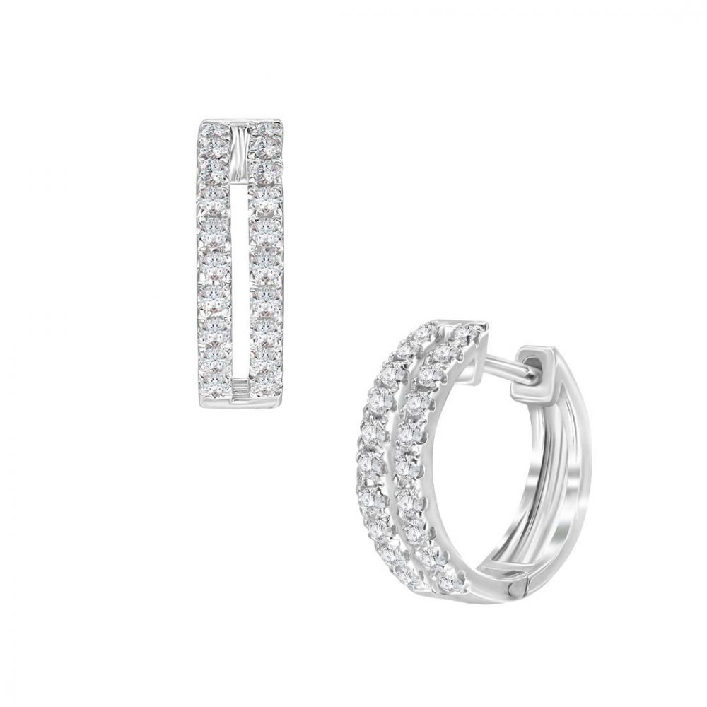 18K White Gold Diamond Hoop Earrings | 0.31 CT