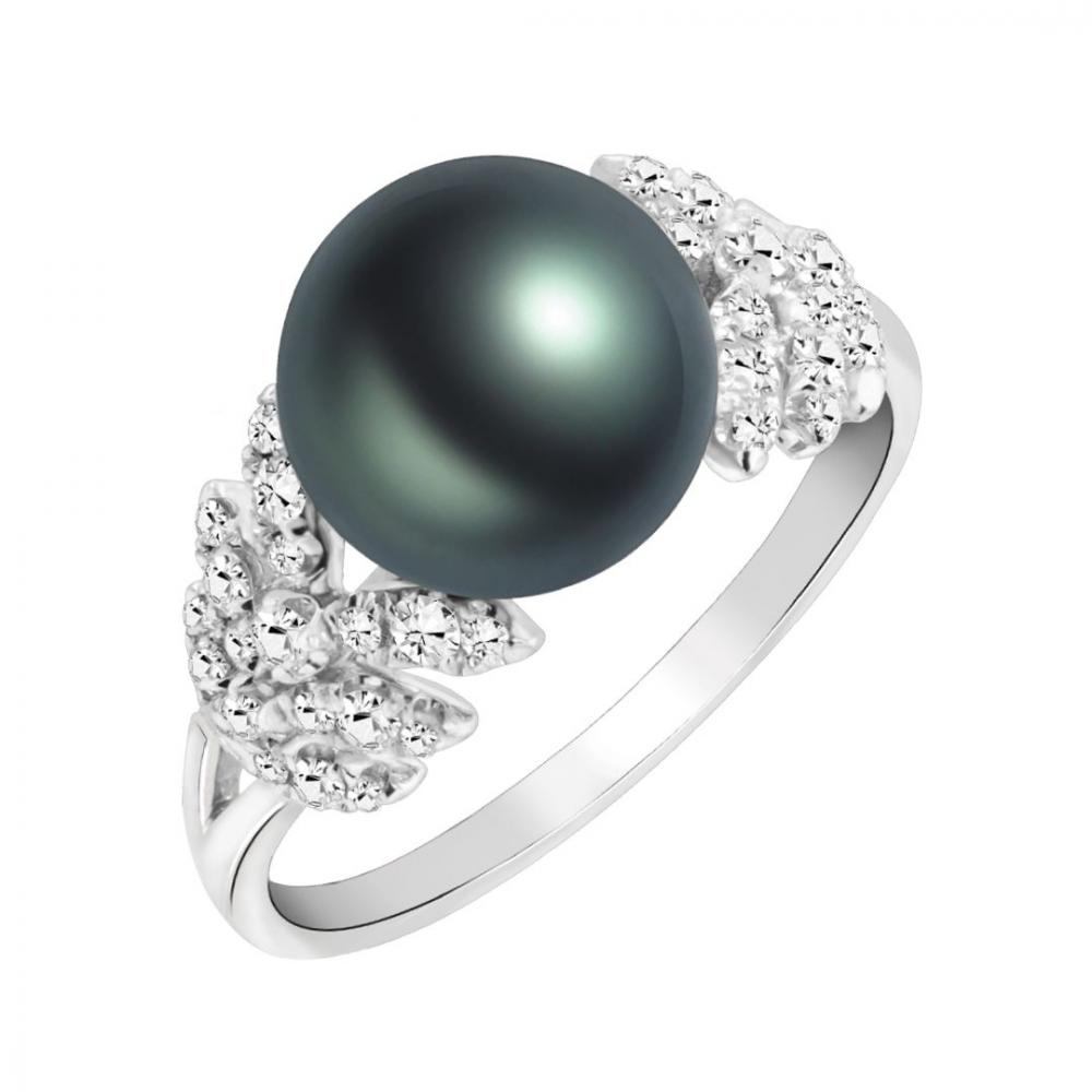 Tahiti Pearl Diamond Ring in 14K White Gold