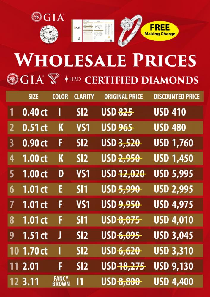 Wholesale prices of GIA certified diamonds at Lifestyle GCC