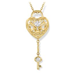 Diamond Heart Pendant With Chain in 18k_C28296