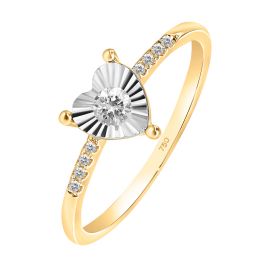 Romantic heart diamond solitaire illusion engagement ring in 18K gold -1