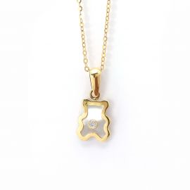 18K gold bear-shaped diamond pendant - 1