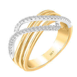 Aurora Twist Diamond Ring in 14K Yellow White Gold