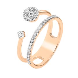 Classic unity diamond ring with a floral head in 18K gold - 1