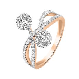 Multilayer two headed curved coronet diamond ring in gold - 1