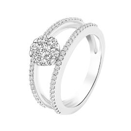 Coronet diamond entwined in two thin diamond-studded bands in white gold - 1