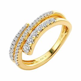 14K Yellow Gold Diamond Wave Ring – Elegant Pavé Statement Ring