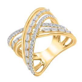 Celestial Criss-Cross Diamond Ring |5.71g | Baguette & Round Cut Diamonds