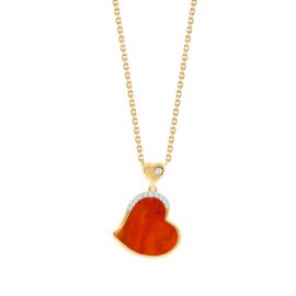 Golden Heart Whisper – Agate Heart Necklace