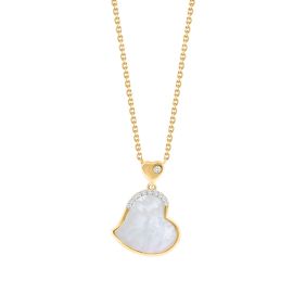 Golden Heart Whisper – Pearl Edition | 18K Yellow Gold Diamond Heart Necklace