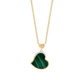 Golden Heart Whisper Malachite Necklace in 18K Yellow Gold
