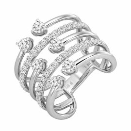 18K White Gold Multi-Layer Diamond Statement Ring