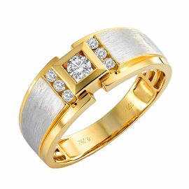 14K Yellow Gold Diamond Men's Ring – 0.304 CT Diamond Accent Band