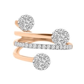 Coil style triple headed Coronet diamond ring in gold - Image 1