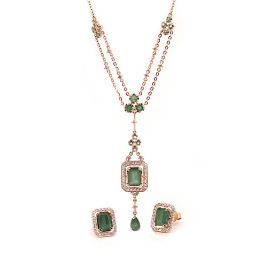Emerald Diamond Necklace Set_77383_77346