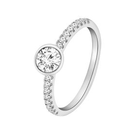 Solitaire engagement diamond ring with multiple diamond accents - 1