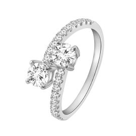 Stylish statement diamond ring in 18K white gold - 1