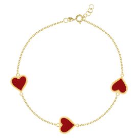 Red Heart 18K Gold Chain Bracelet