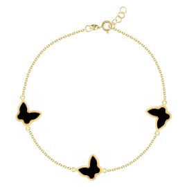 Black Butterfly 18K Gold Chain Bracelet 