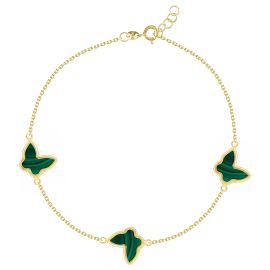 Green Butterfly 18K Gold Chain Bracelet 