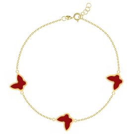 Red Butterfly 18K Gold Chain Bracelet