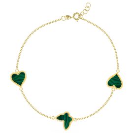 Green Heart & Butterfly 18K Gold Chain (1.49 g) Bracelet 