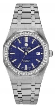 Bentley Classic Steel – Blue Dial Watch with Automatic Movement and White Sapphire Case