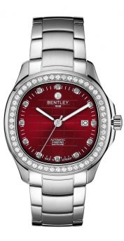 Bentley Industrial Ultimate Diamond Automatic Watch – Brick Red Dial with Stainless steel case
