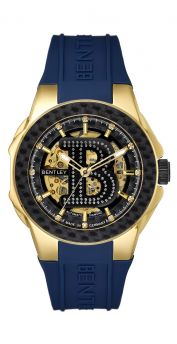 Bentley Chief Heritage Icons Diamond Automatic Watch Black Dial Blue Rubber Strap