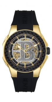 Bentley Chief Heritage Icons Diamond Automatic Watch Silver Dial Black Rubber Strap