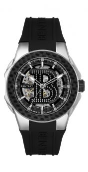 Bentley Chief Heritage Icons Diamond Automatic Watch Black Dial Black Rubber Strap with Stainless steel case