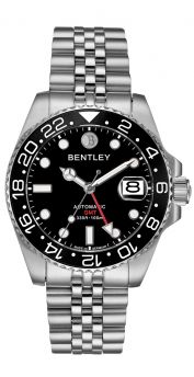 Bentley Sea God Warriors GMT Automatic Watch – Black Dial, Black Ceramic Bezel, Stainless Steel -BL2335-15MWBI