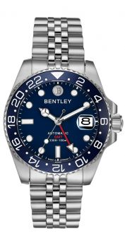 Bentley Sea God Warriors GMT Automatic Watch – Blue Dial, Ceramic Bezel, Stainless Steel-BL2335-15MWNI