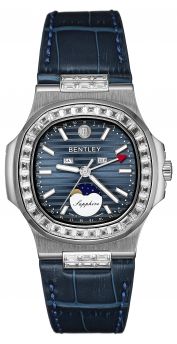Bentley Timing Essence Blue Calfskin Leather Strap Zircon Watch for Men